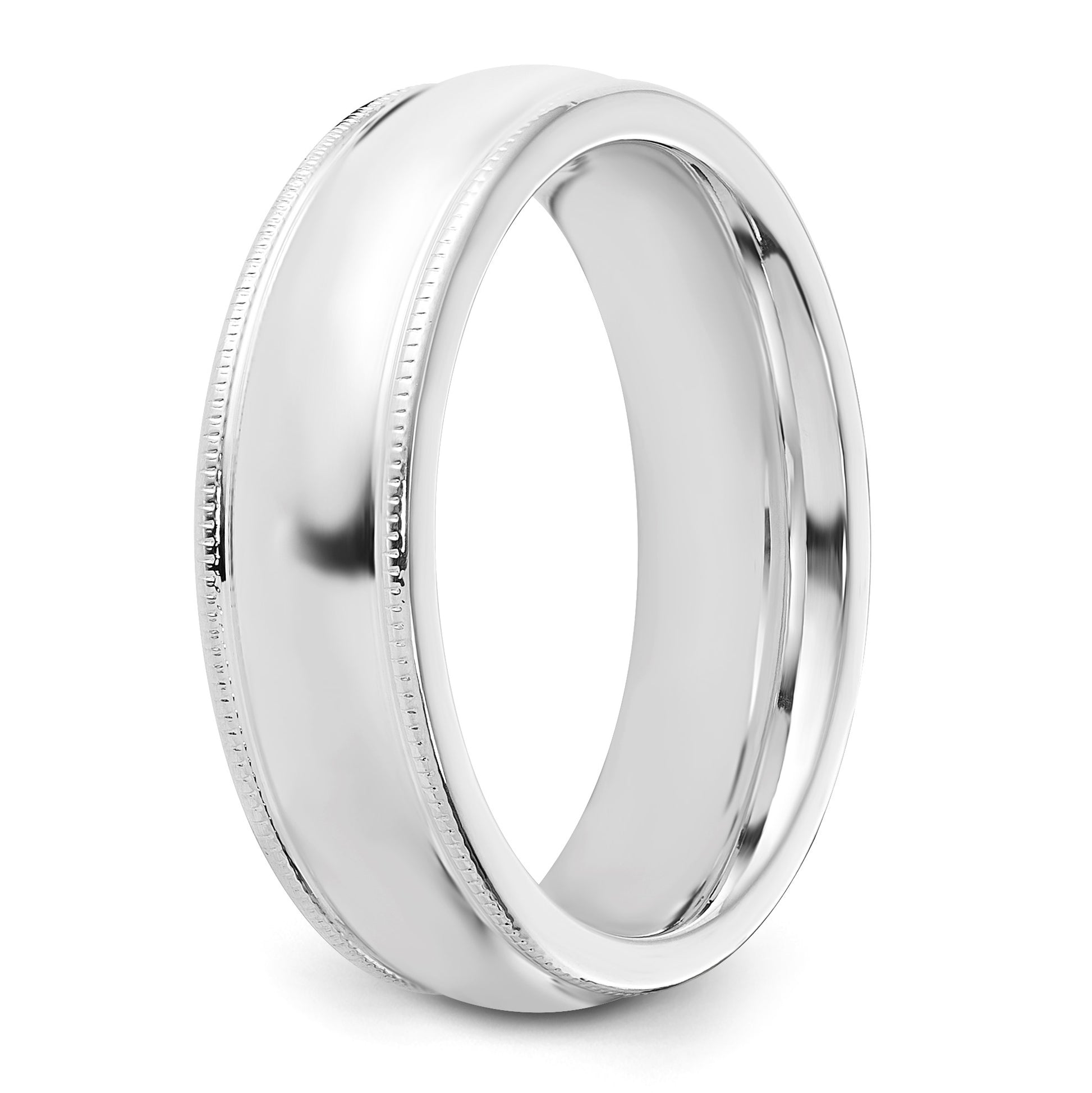 Sterling Silver 6mm Comfort Fit Half Round Milgrain Size 5.5 Band
