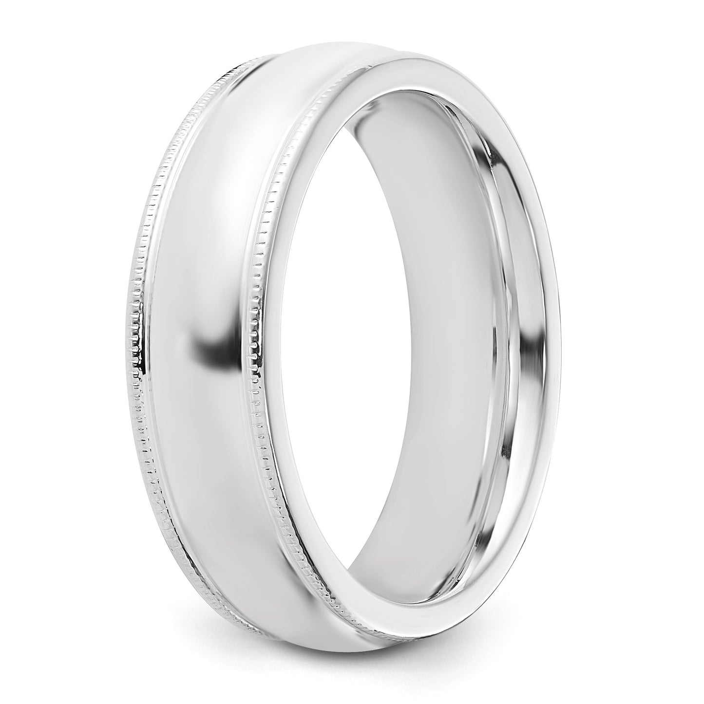Sterling Silver 6mm Comfort Fit Half Round Milgrain Size 13 Band