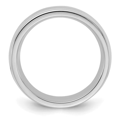 Sterling Silver Rhodium-plated 6mm Comfort Fit Milgrain Size 13 Band