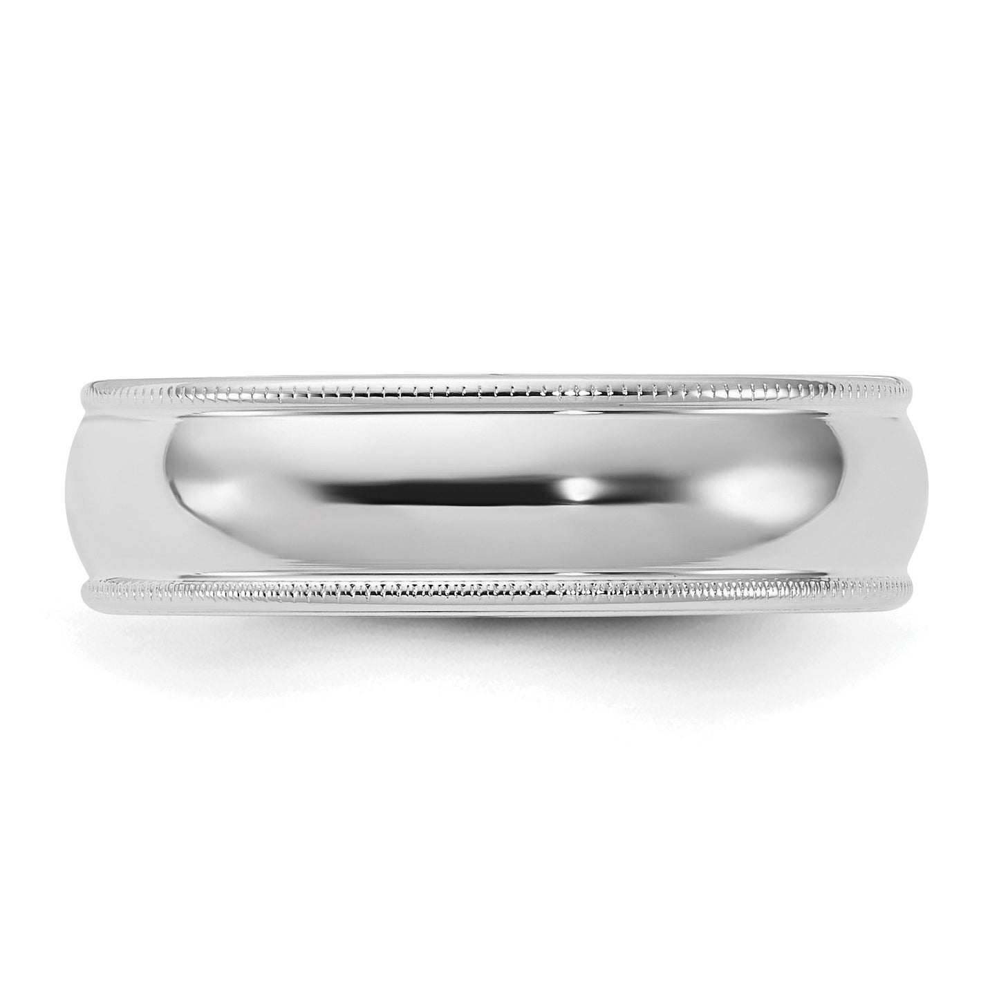 Sterling Silver Rhodium-plated 6mm Comfort Fit Milgrain Size 11 Band