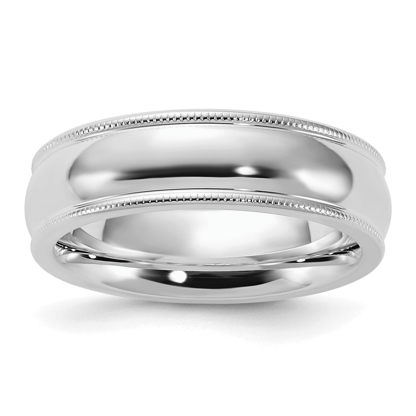 Sterling Silver Rhodium-plated 6mm Comfort Fit Milgrain Size 11 Band