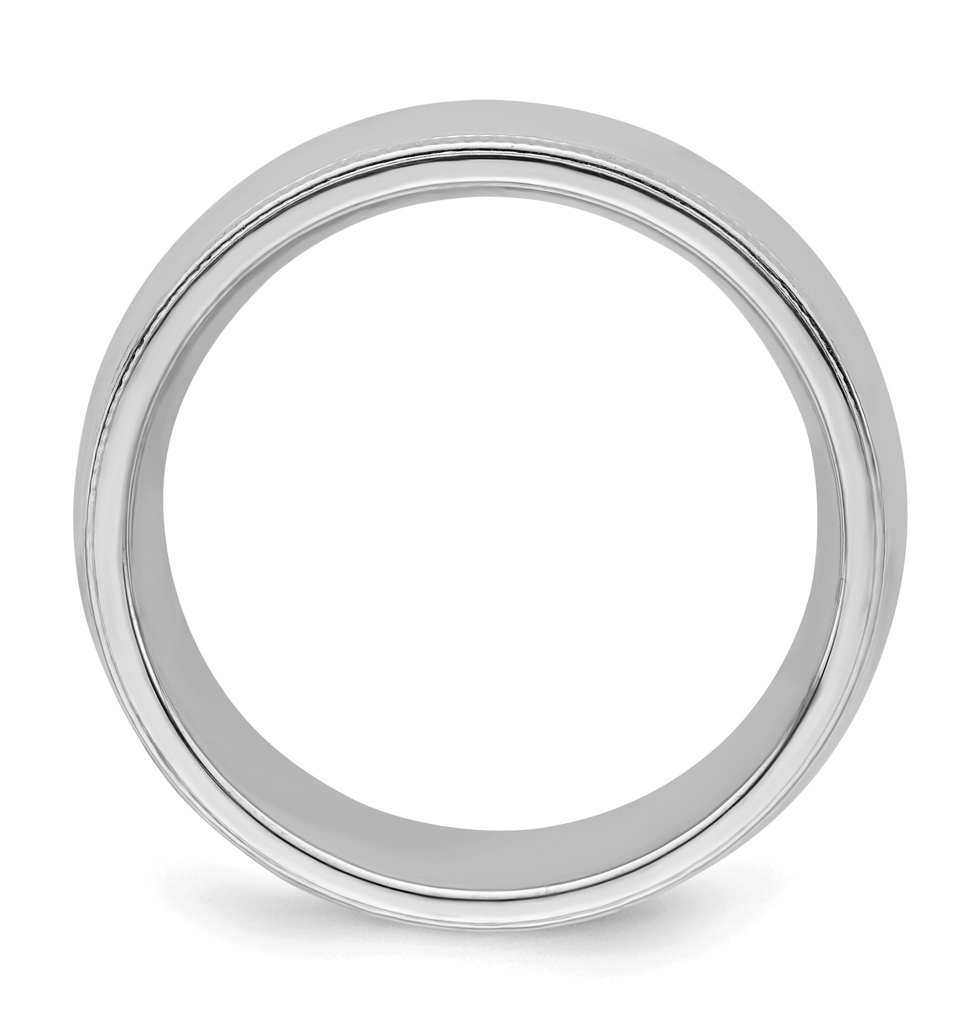 Sterling Silver Rhodium-plated 7mm Comfort Fit Milgrain Size 12 Band