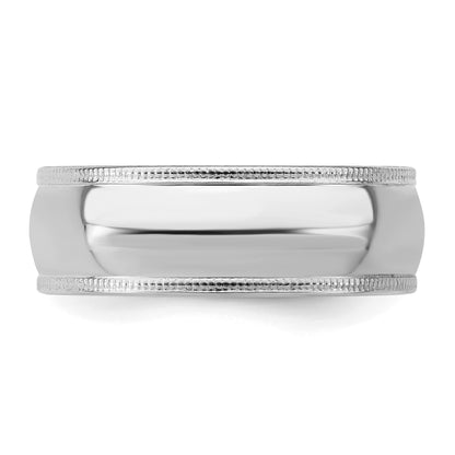 Sterling Silver Rhodium-plated 7mm Comfort Fit Milgrain Size 12 Band