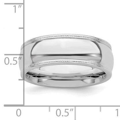 Sterling Silver Rhodium-plated 7mm Comfort Fit Milgrain Size 12 Band