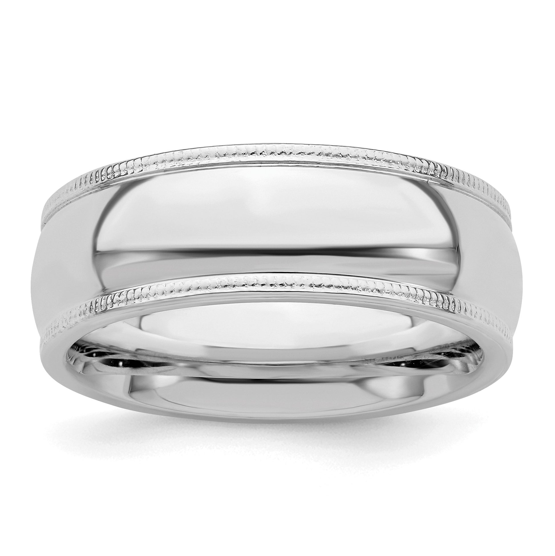 Sterling Silver Rhodium-plated 7mm Comfort Fit Milgrain Size 12 Band