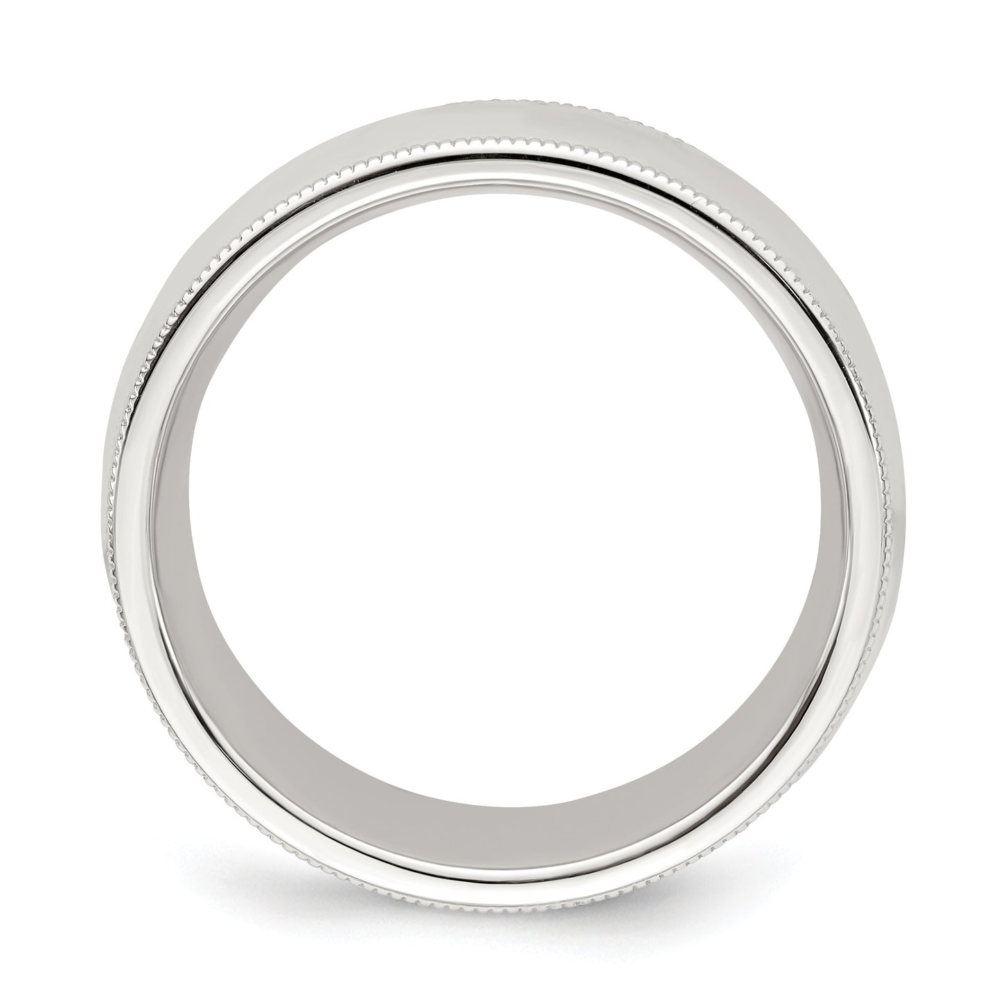 Sterling Silver 8mm Comfort Fit Half Round Milgrain Size 6 Band