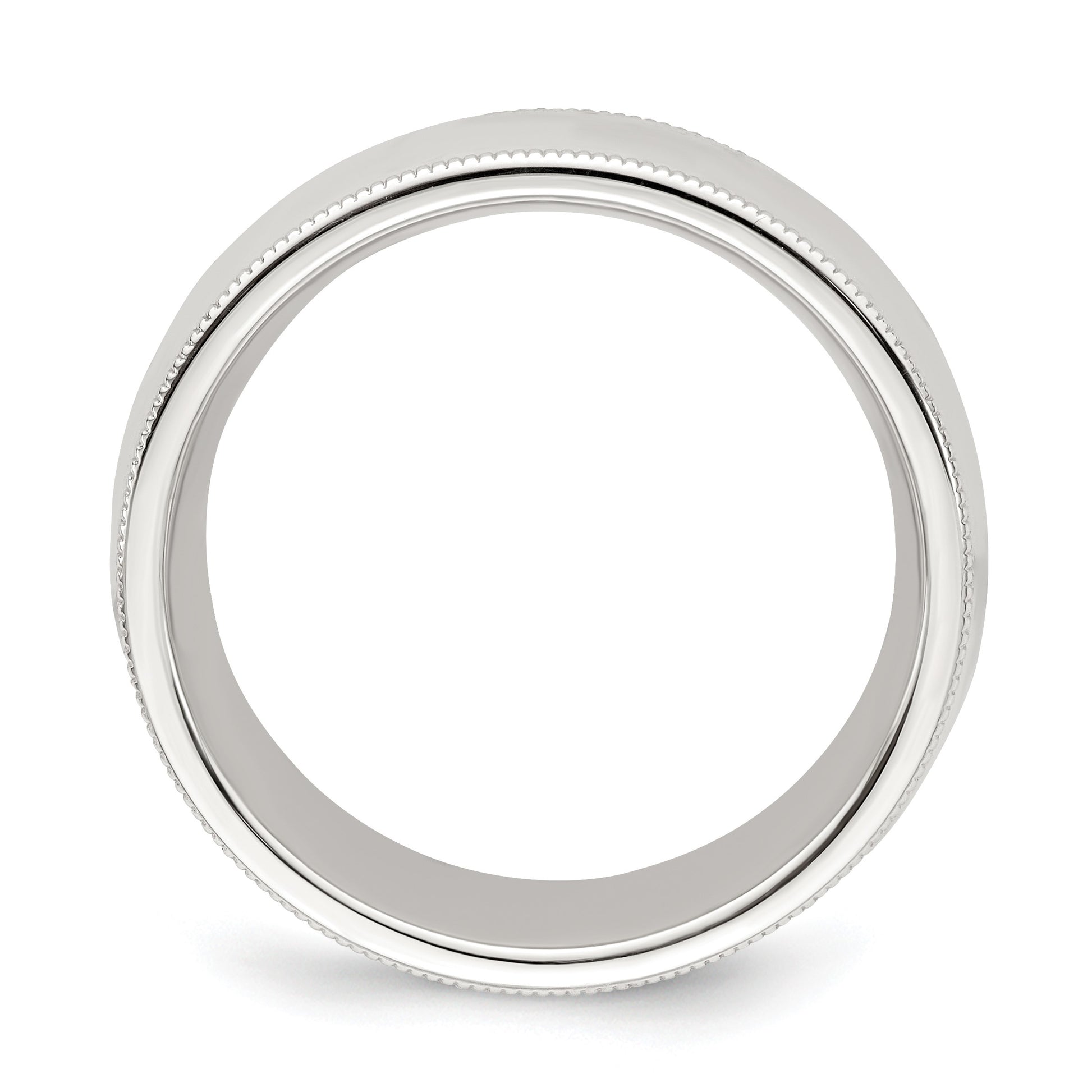 Sterling Silver 8mm Comfort Fit Half Round Milgrain Size 6 Band