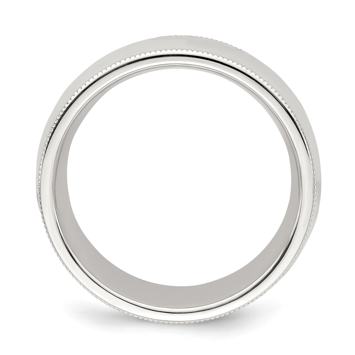Sterling Silver 8mm Comfort Fit Half Round Milgrain Size 7.5 Band
