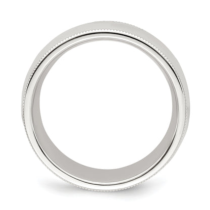 Sterling Silver 8mm Comfort Fit Half Round Milgrain Size 7.5 Band