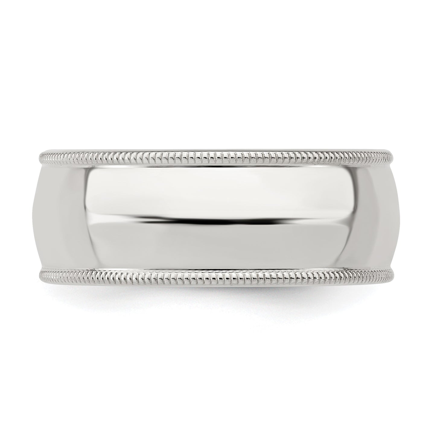 Sterling Silver 8mm Comfort Fit Half Round Milgrain Size 8 Band