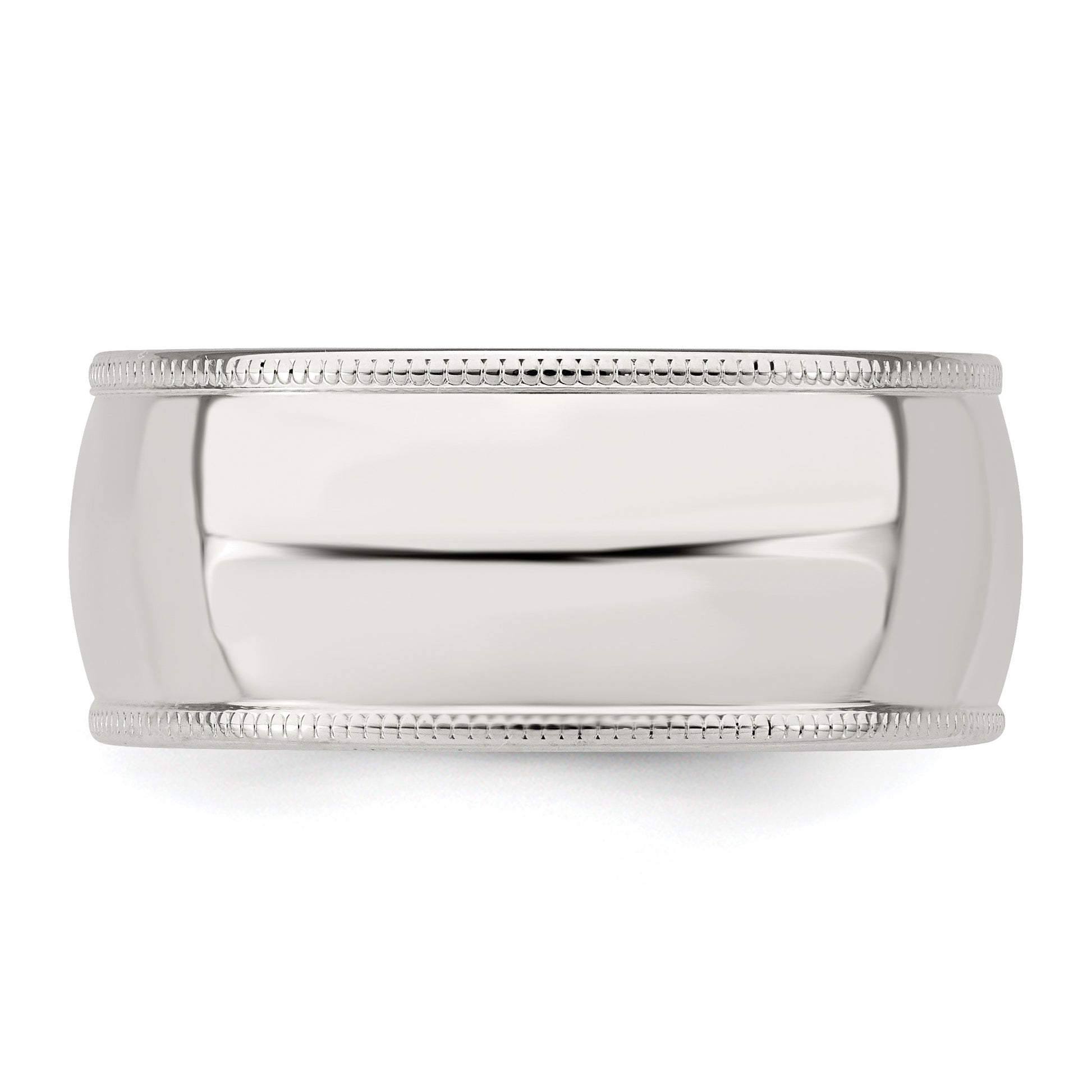 Sterling Silver 9mm Comfort Fit Half Round Milgrain Size 6 Band