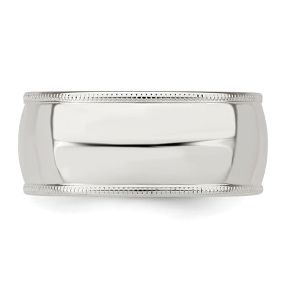 Sterling Silver 9mm Comfort Fit Half Round Milgrain Size 6 Band