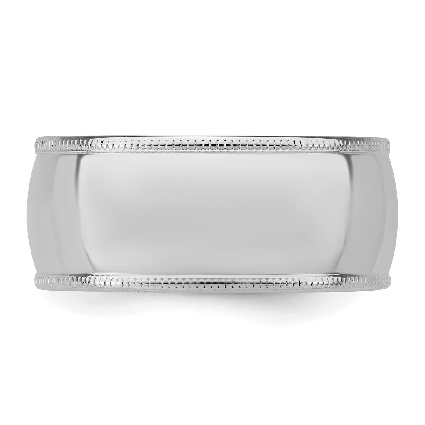 Sterling Silver Rhodium-plated 9mm Comfort Fit Milgrain Size 10 Band