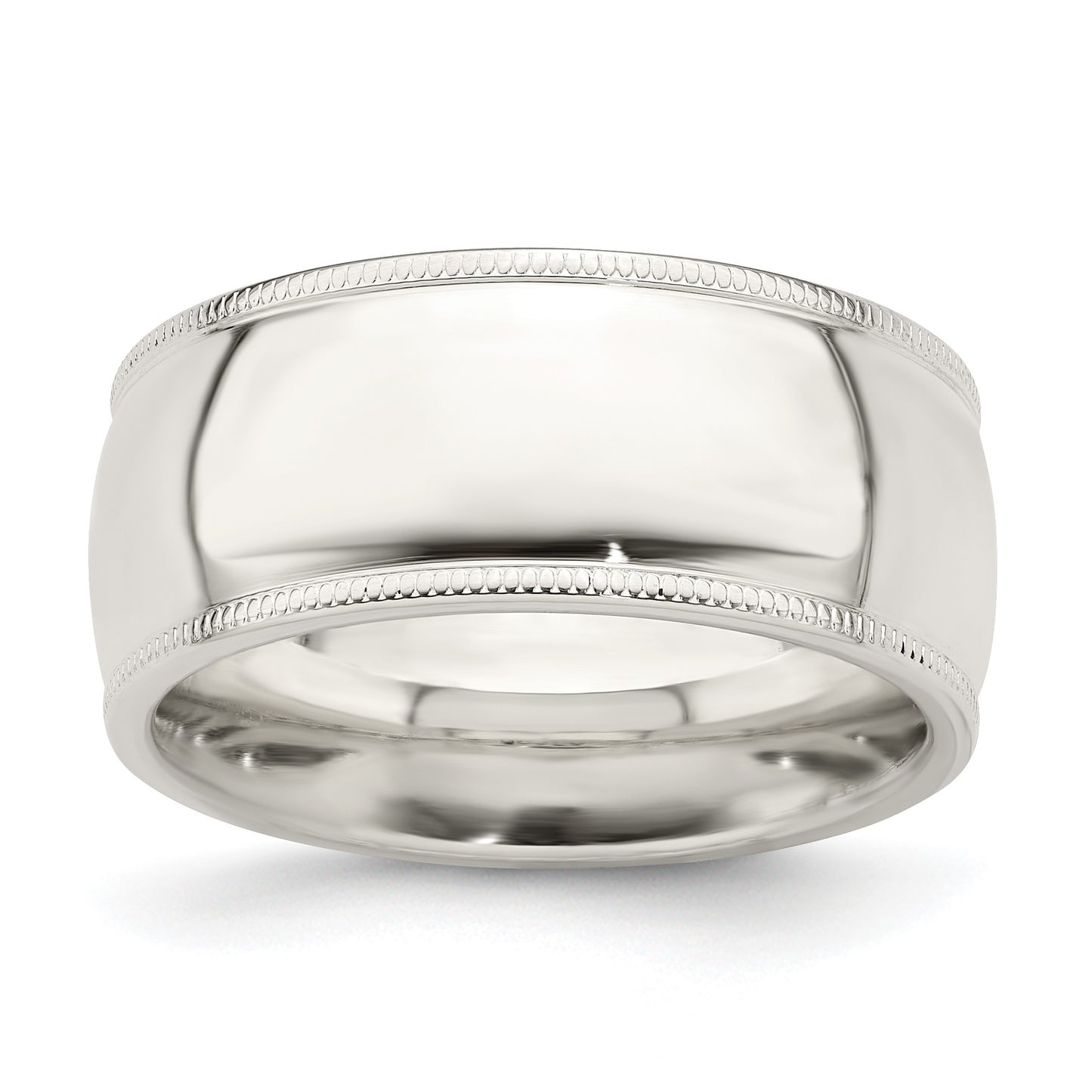 Sterling Silver 9mm Comfort Fit Half Round Milgrain Size 8 Band