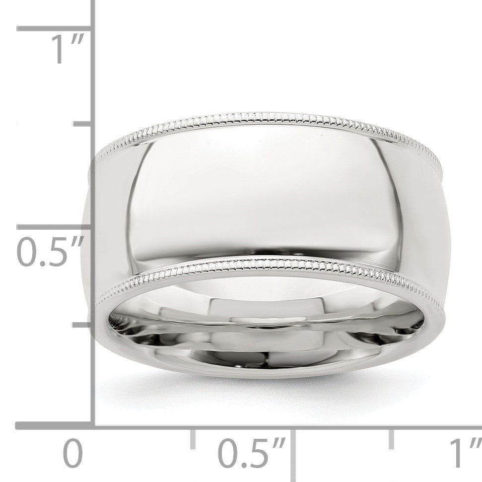 Sterling Silver 10mm Comfort Fit Half Round Milgrain Size 4 Band