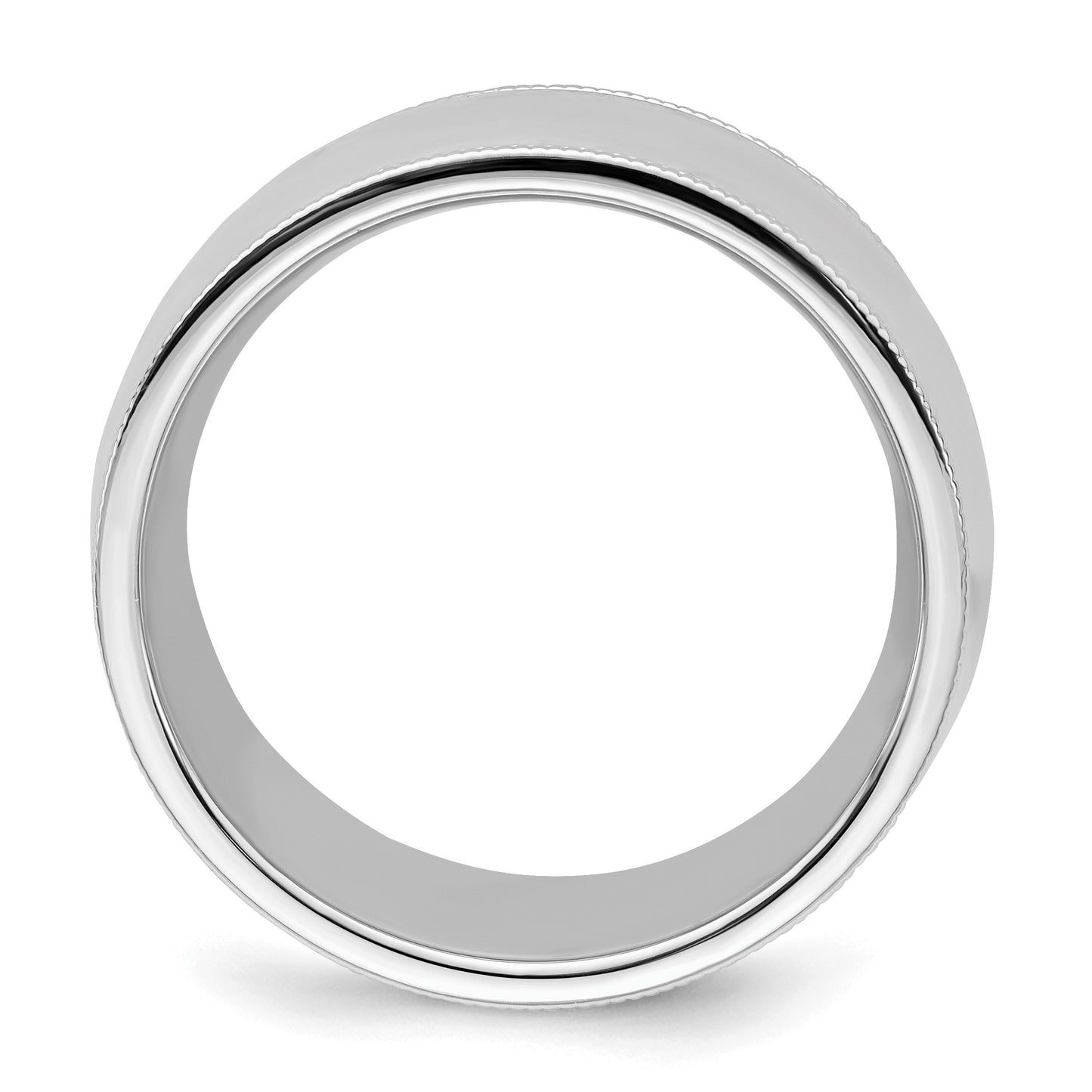 Sterling Silver Rhodium-plated 10mm Comfort Fit Milgrain Size 10 Band