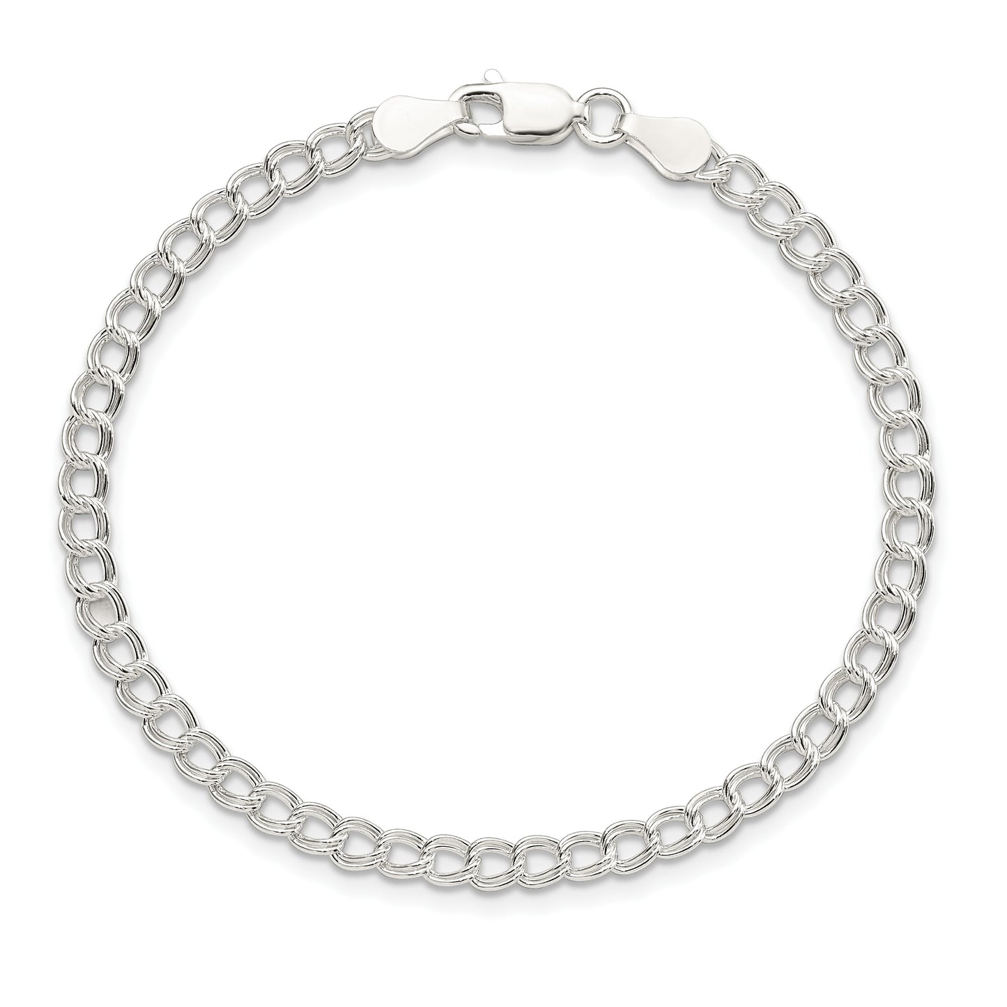 Sterling Silver 3.5mm Solid Double Link Charm Child's Bracelet
