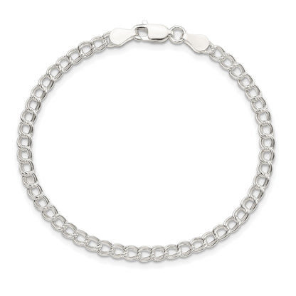 Sterling Silver 3.5mm Solid Double Link Charm Child's Bracelet