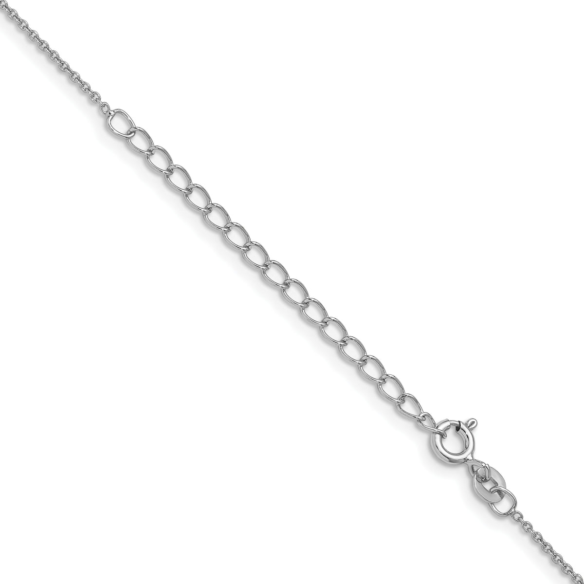 Sterling Silver Rhodium-plated 1mm Cable Chain w/2in ext.