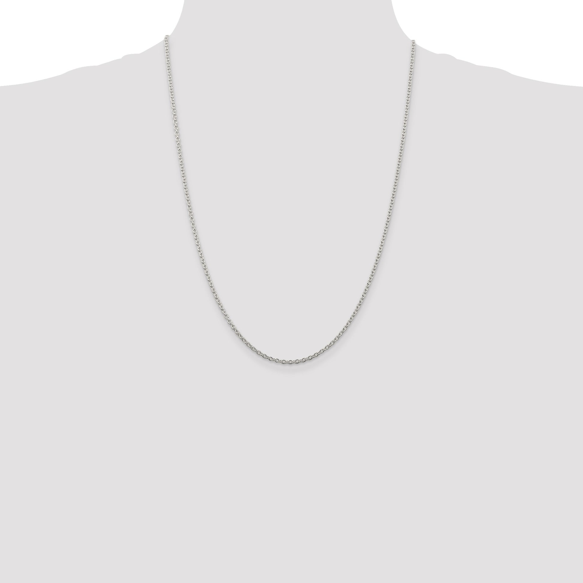 Sterling Silver Rhodium-plated 2.25mm Cable Chain