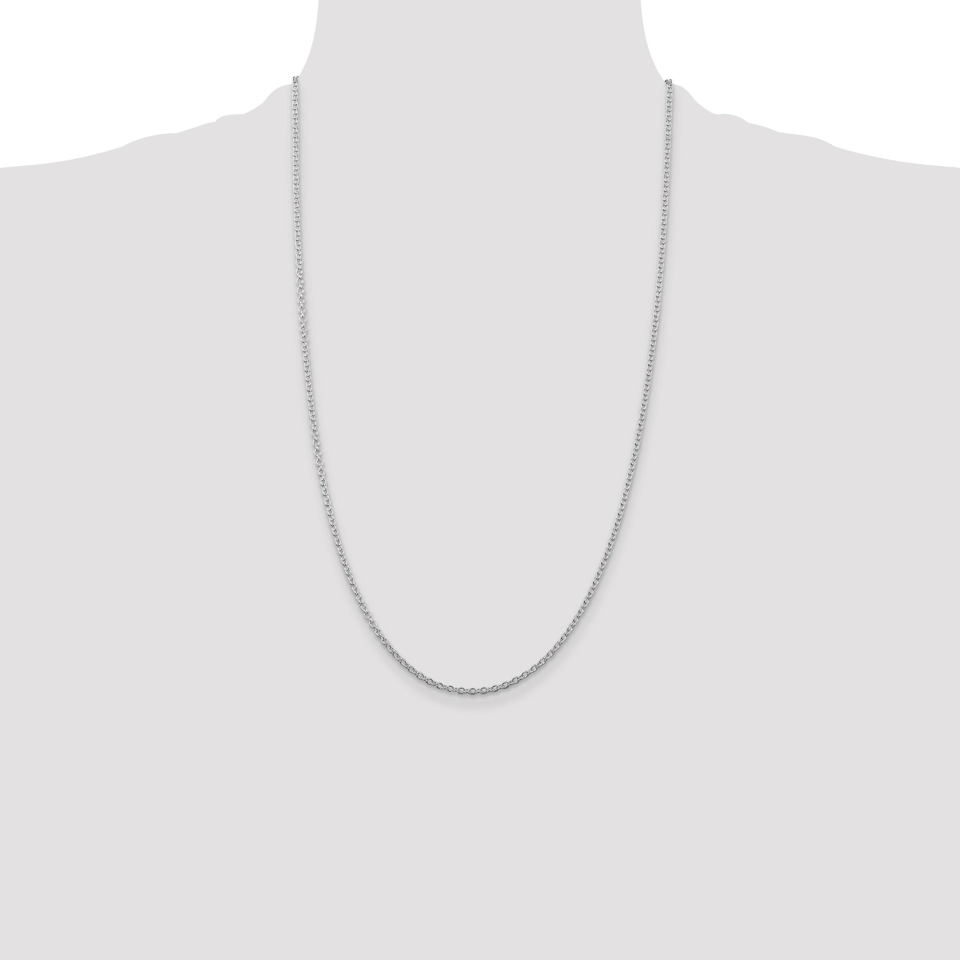 Sterling Silver Rhodium-plated 2.25mm Cable Chain