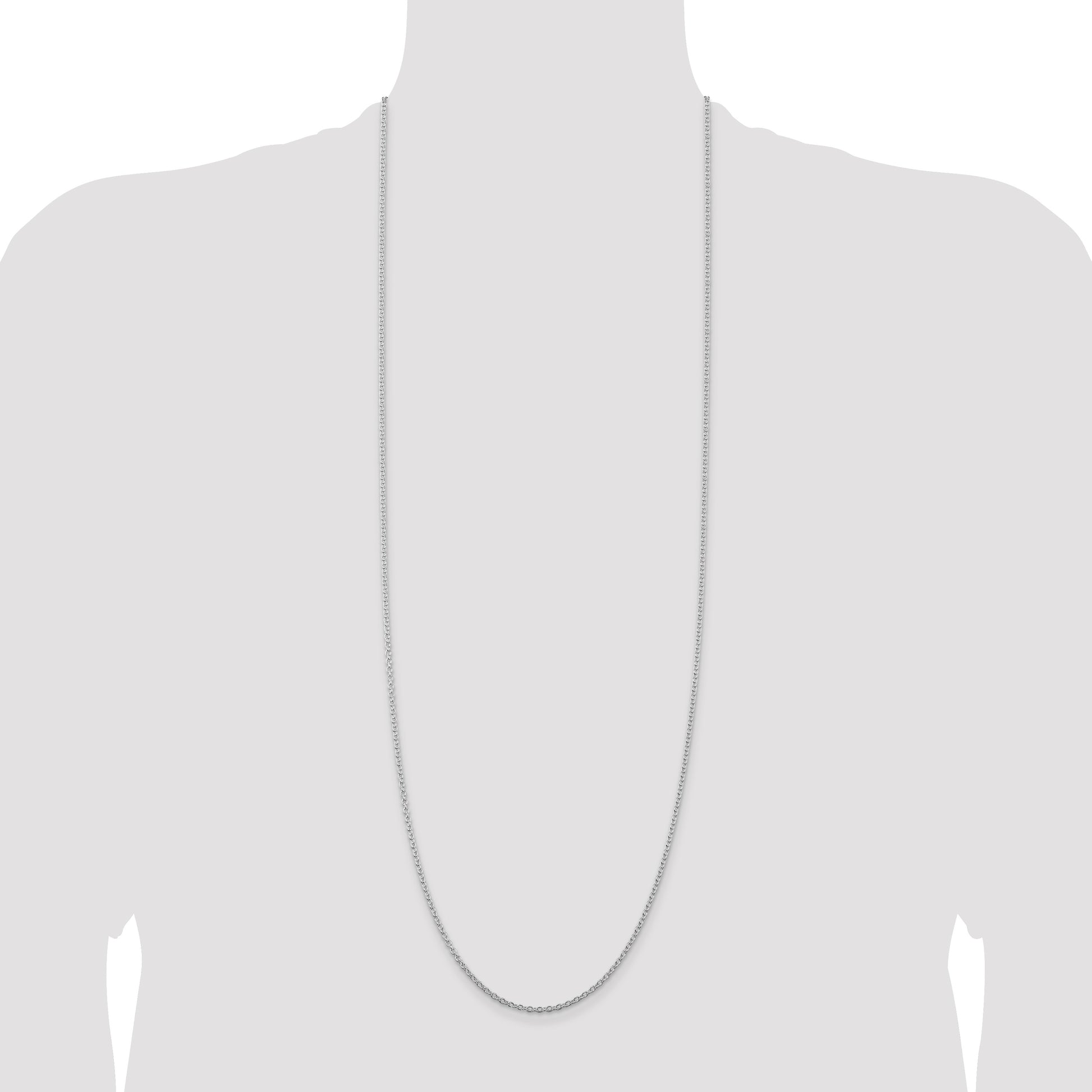 Sterling Silver Rhodium-plated 2.25mm Cable Chain
