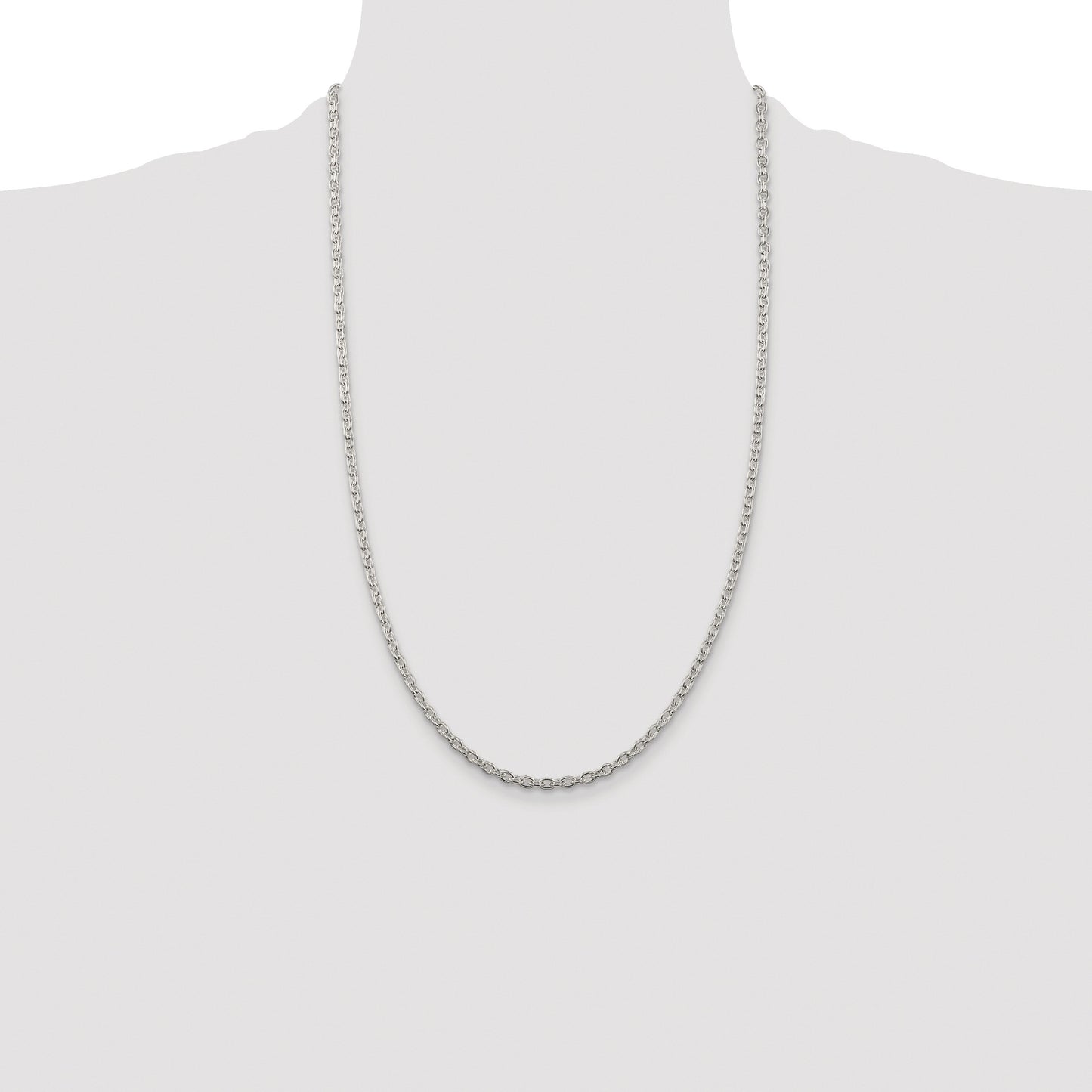 Sterling Silver Rhodium-plated 3.5mm Cable Chain