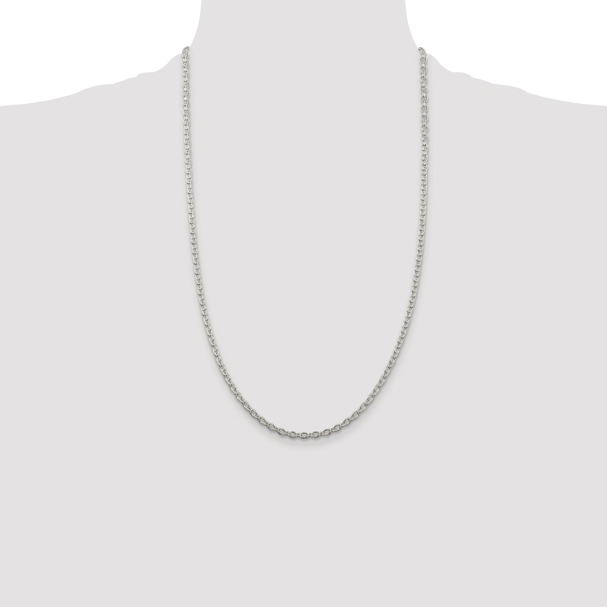 Sterling Silver Rhodium-plated 3.5mm Cable Chain