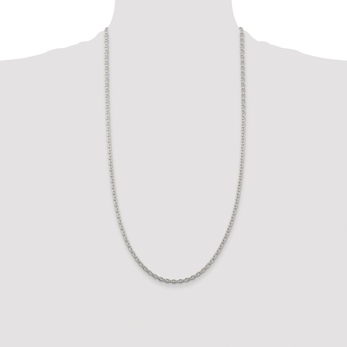 Sterling Silver Rhodium-plated 3.5mm Cable Chain