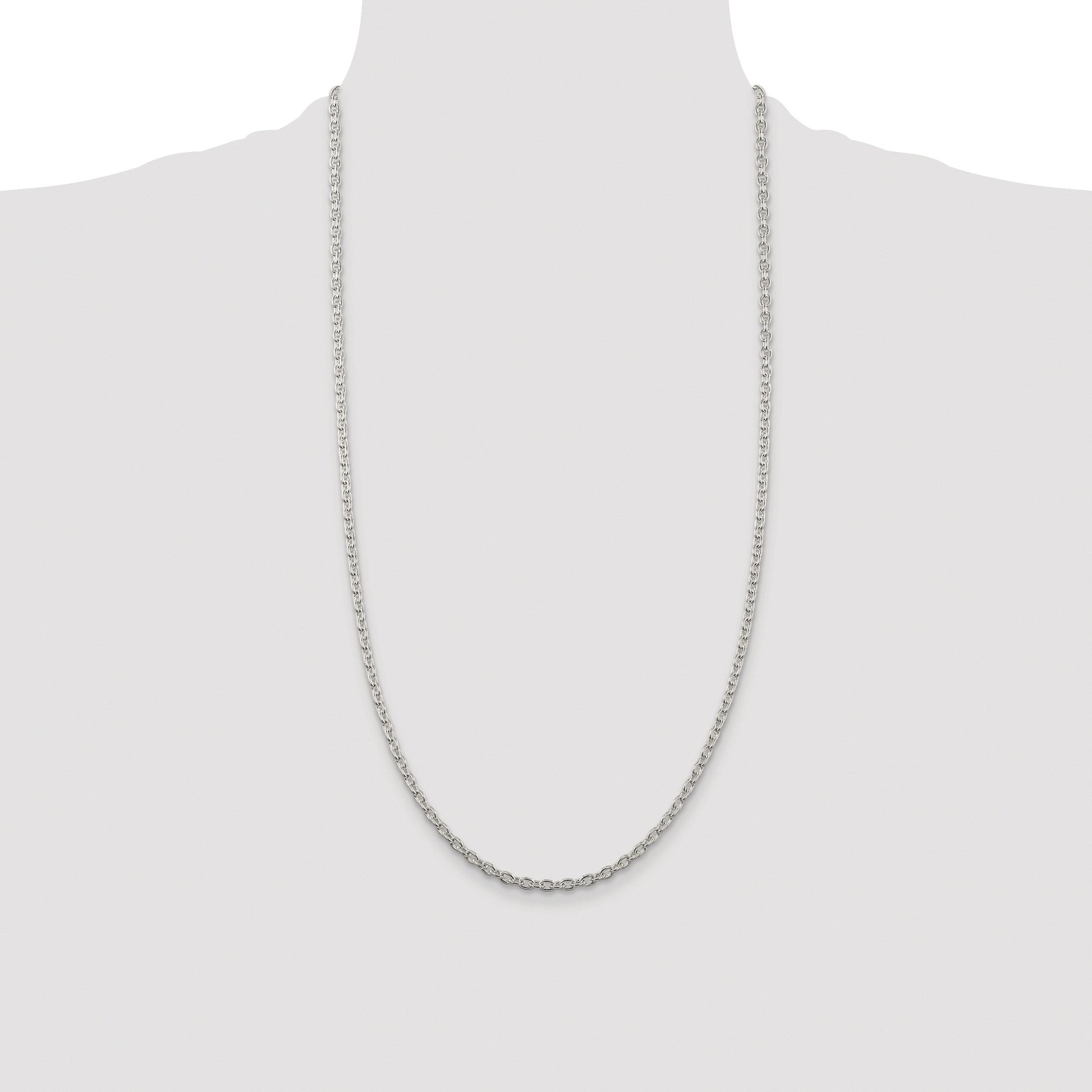 Sterling Silver Rhodium-plated 3.5mm Cable Chain