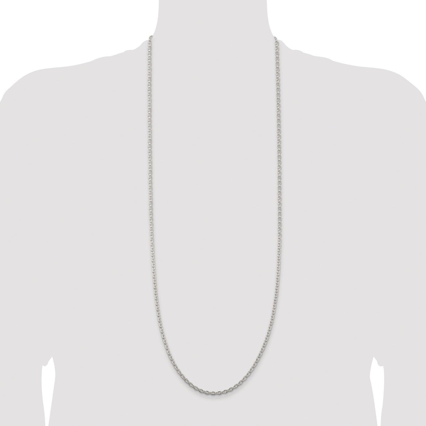 Sterling Silver Rhodium-plated 3.5mm Cable Chain