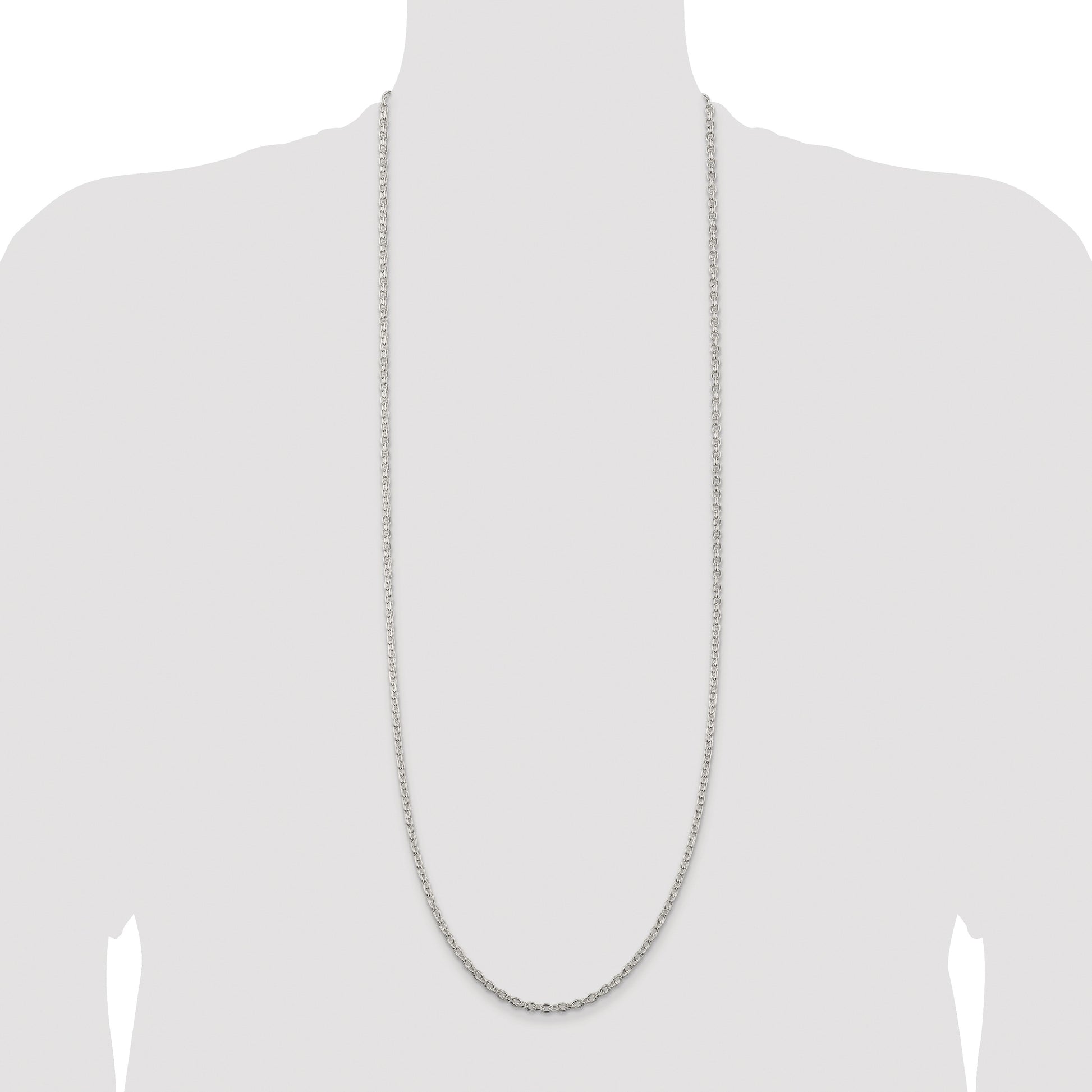 Sterling Silver Rhodium-plated 3.5mm Cable Chain