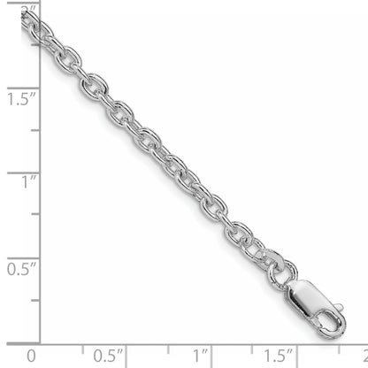 Sterling Silver Rhodium-plated 3.5mm Cable Chain