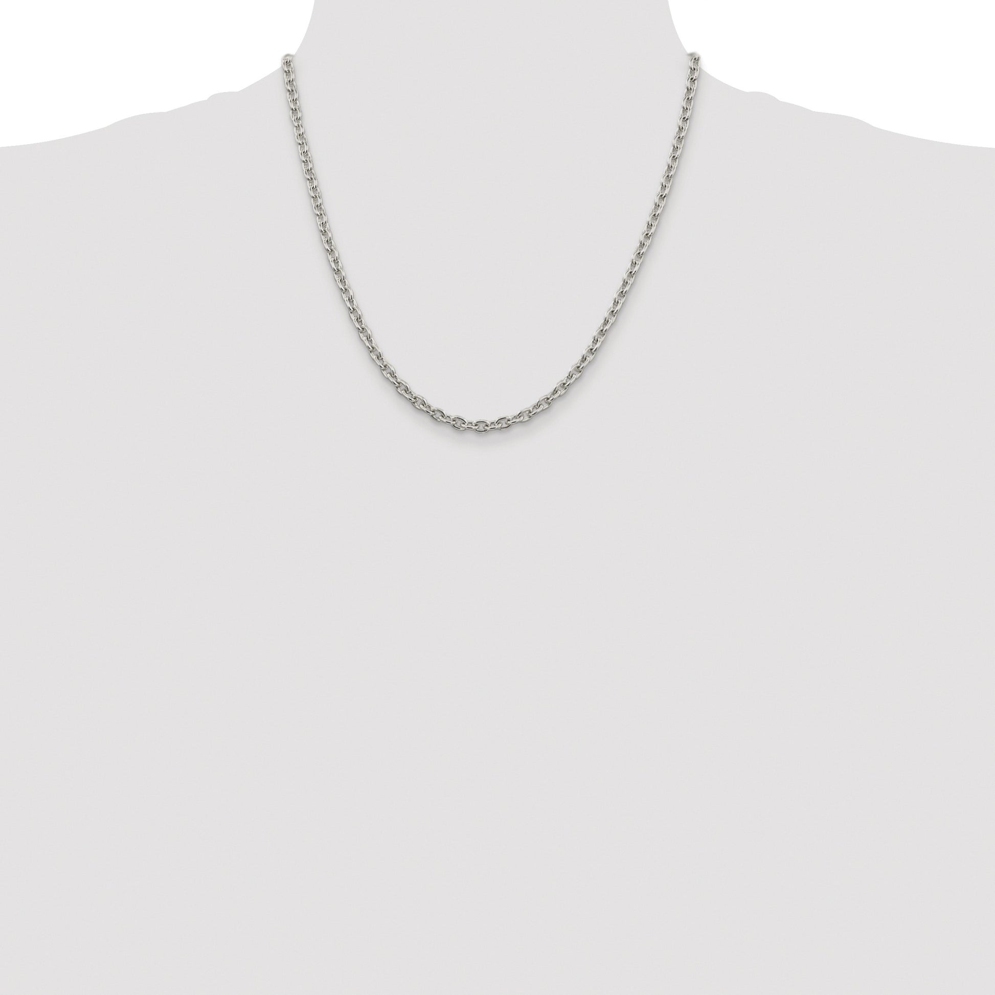 Sterling Silver Rhodium-plated 4.5mm Cable Chain