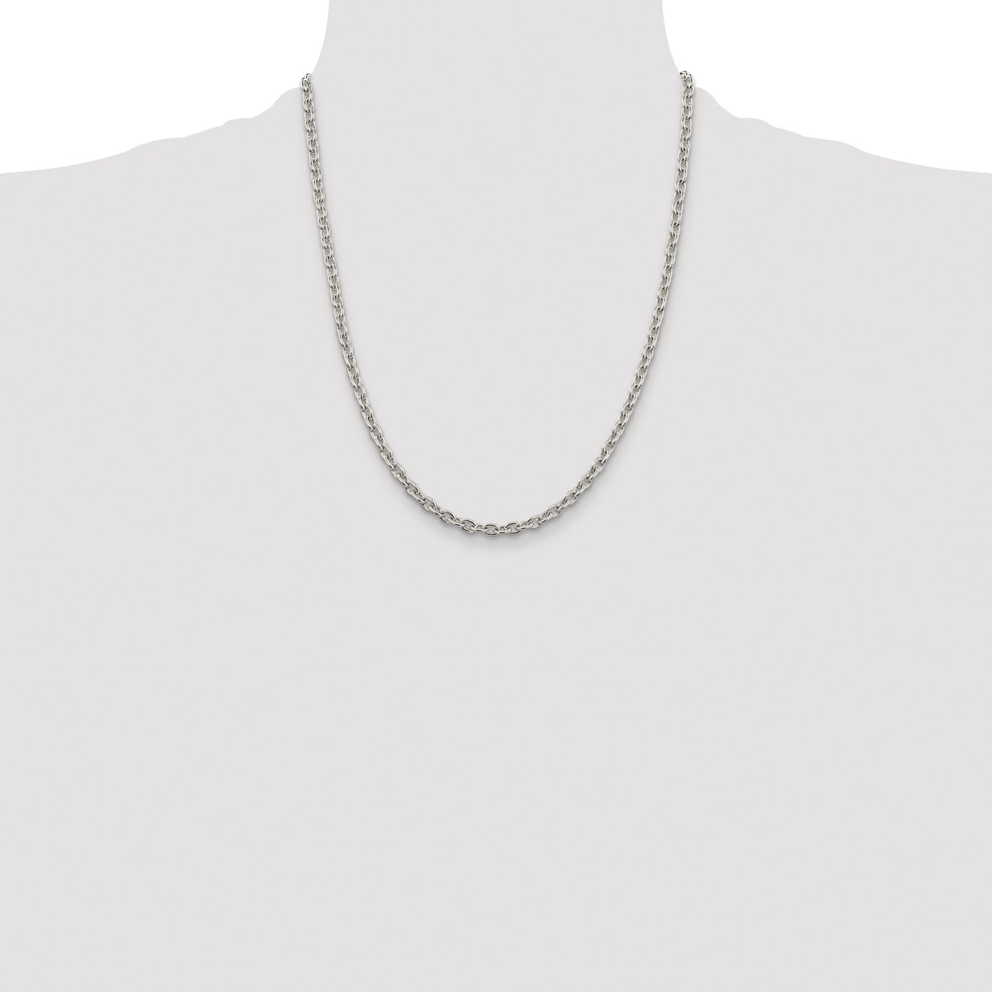 Sterling Silver Rhodium-plated 4.5mm Cable Chain