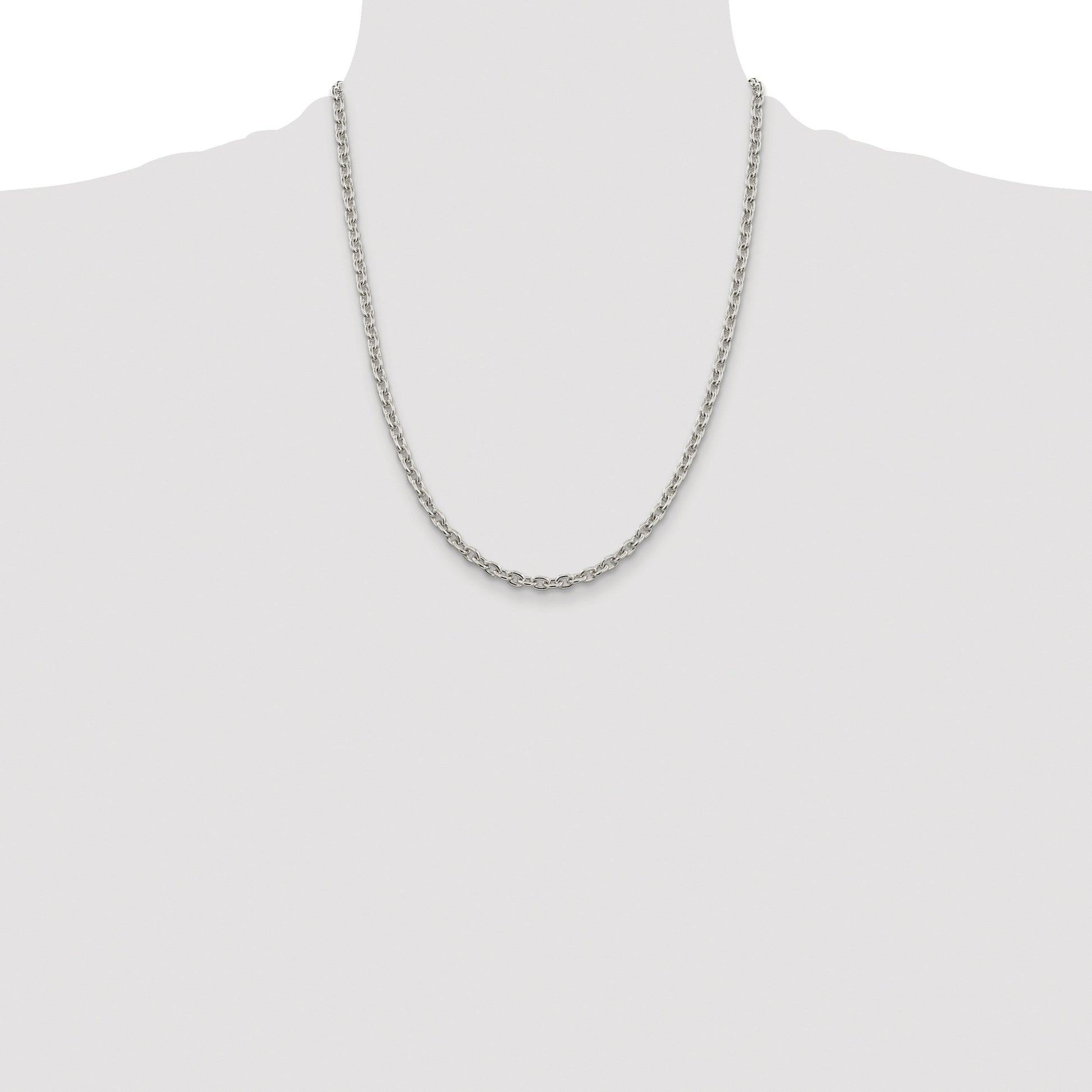 Sterling Silver Rhodium-plated 4.5mm Cable Chain