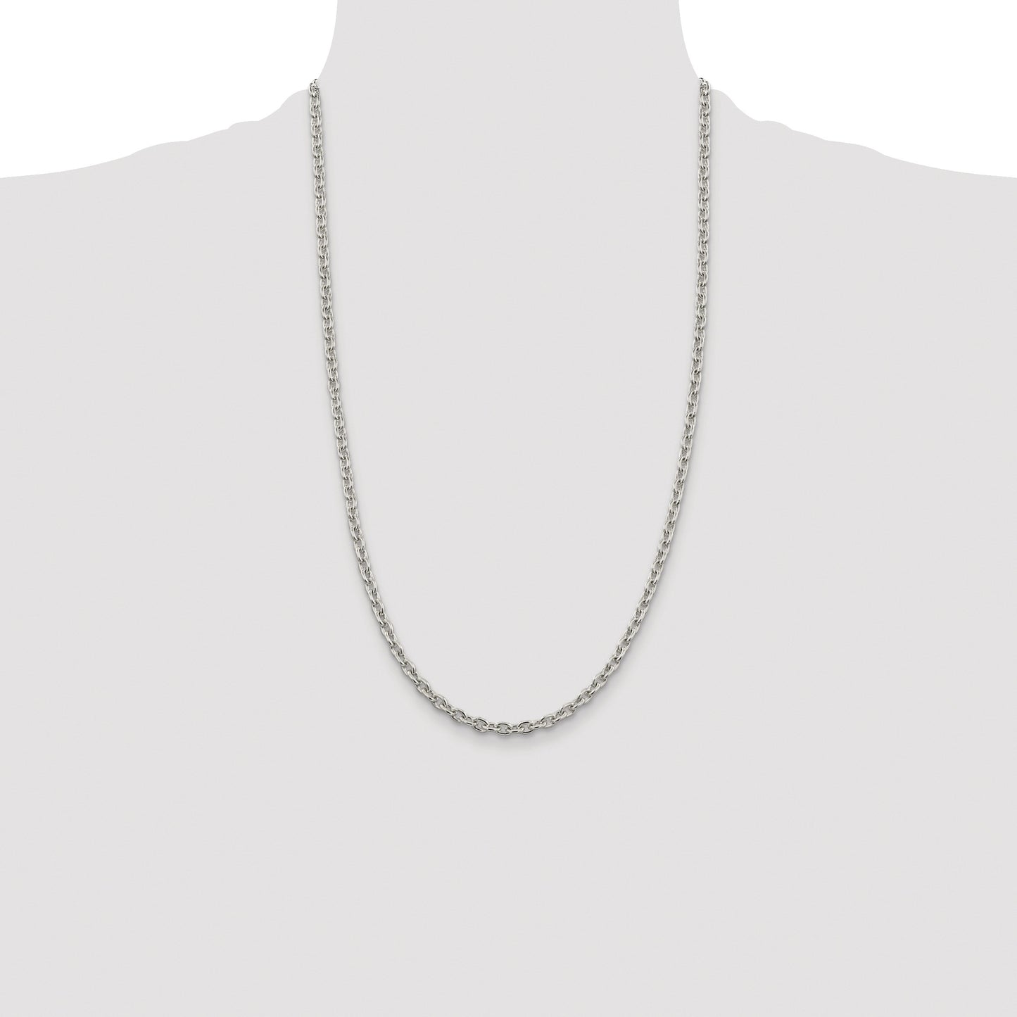 Sterling Silver Rhodium-plated 4.5mm Cable Chain
