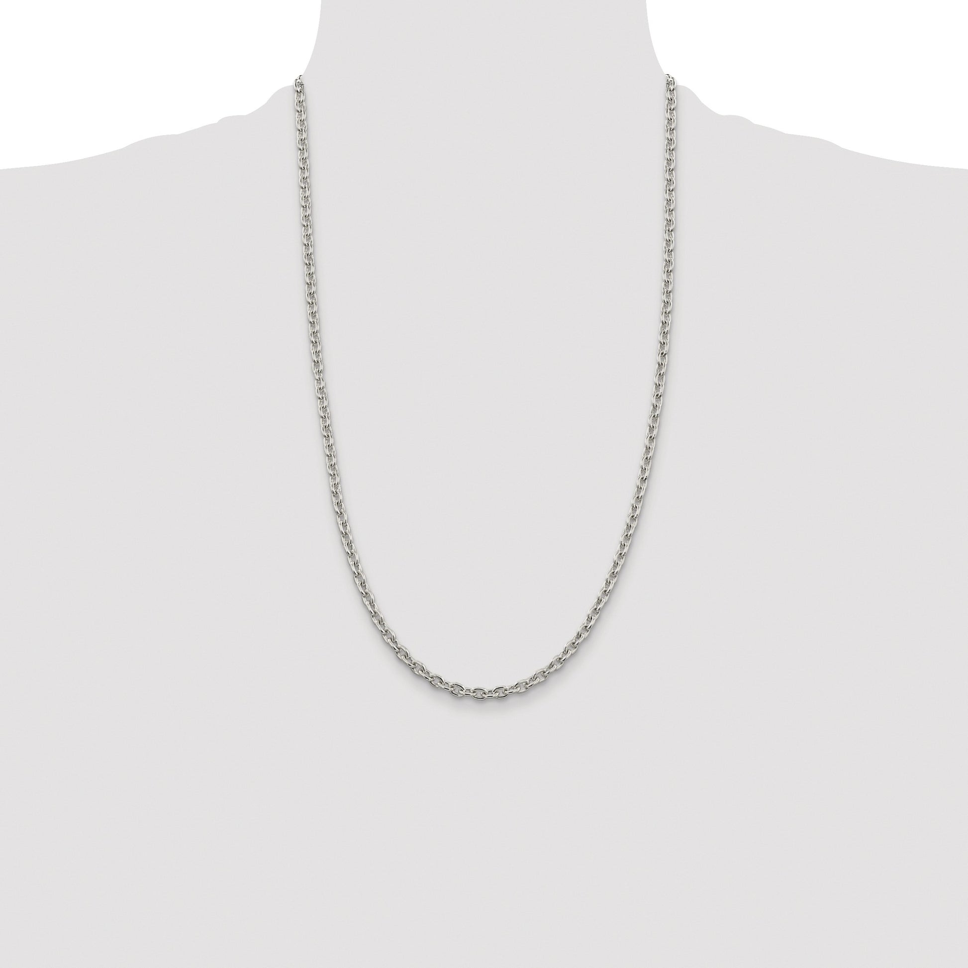Sterling Silver Rhodium-plated 4.5mm Cable Chain