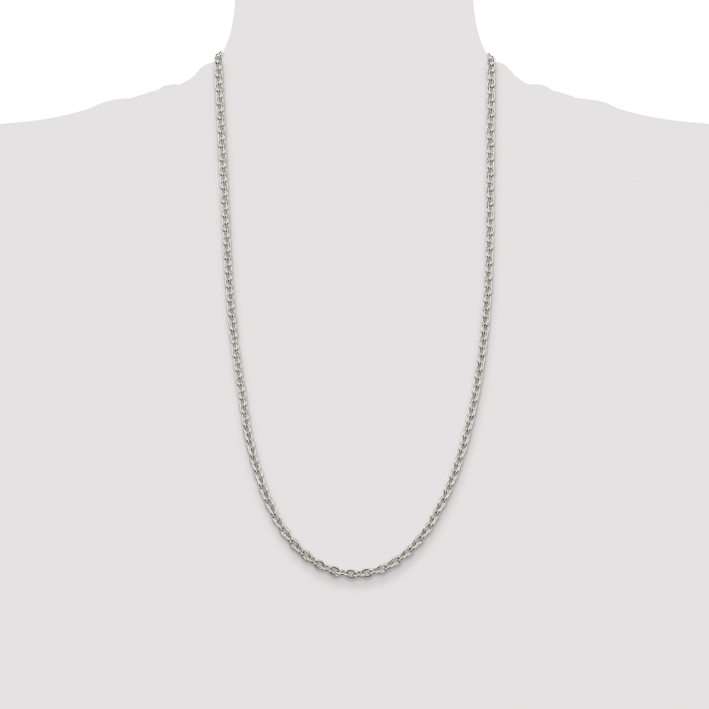 Sterling Silver Rhodium-plated 4.5mm Cable Chain