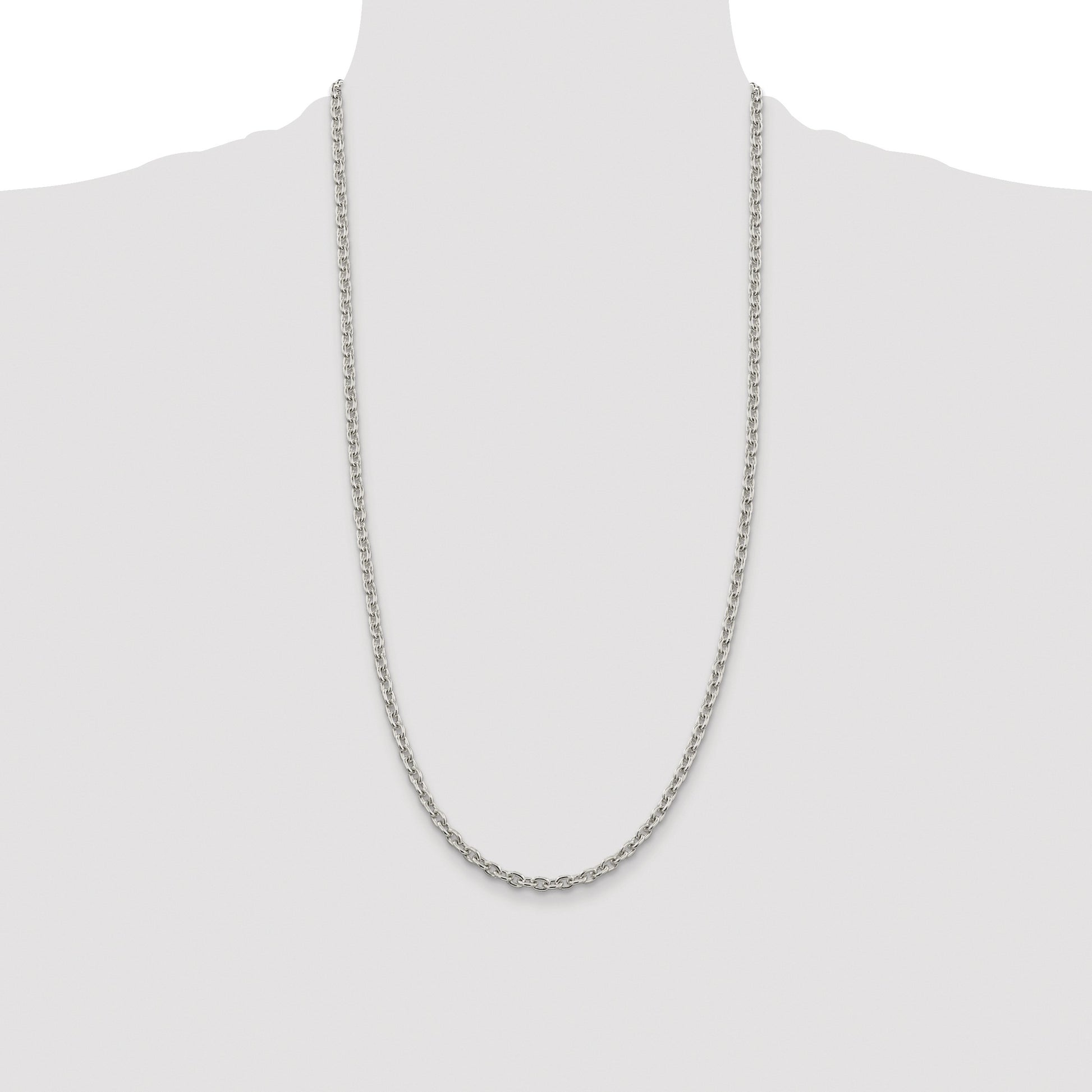 Sterling Silver Rhodium-plated 4.5mm Cable Chain