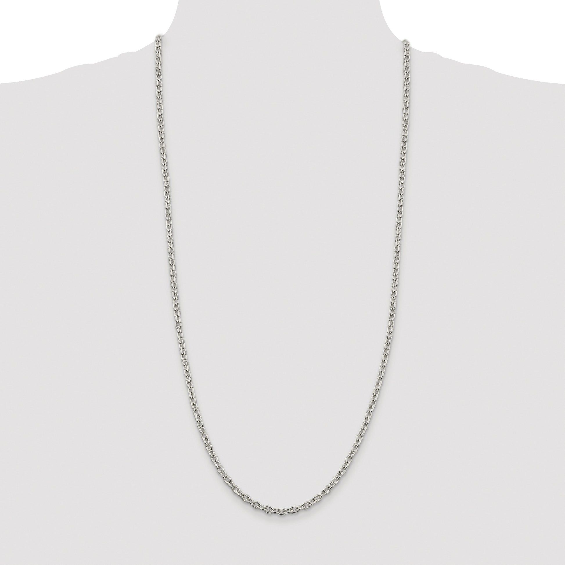 Sterling Silver Rhodium-plated 4.5mm Cable Chain