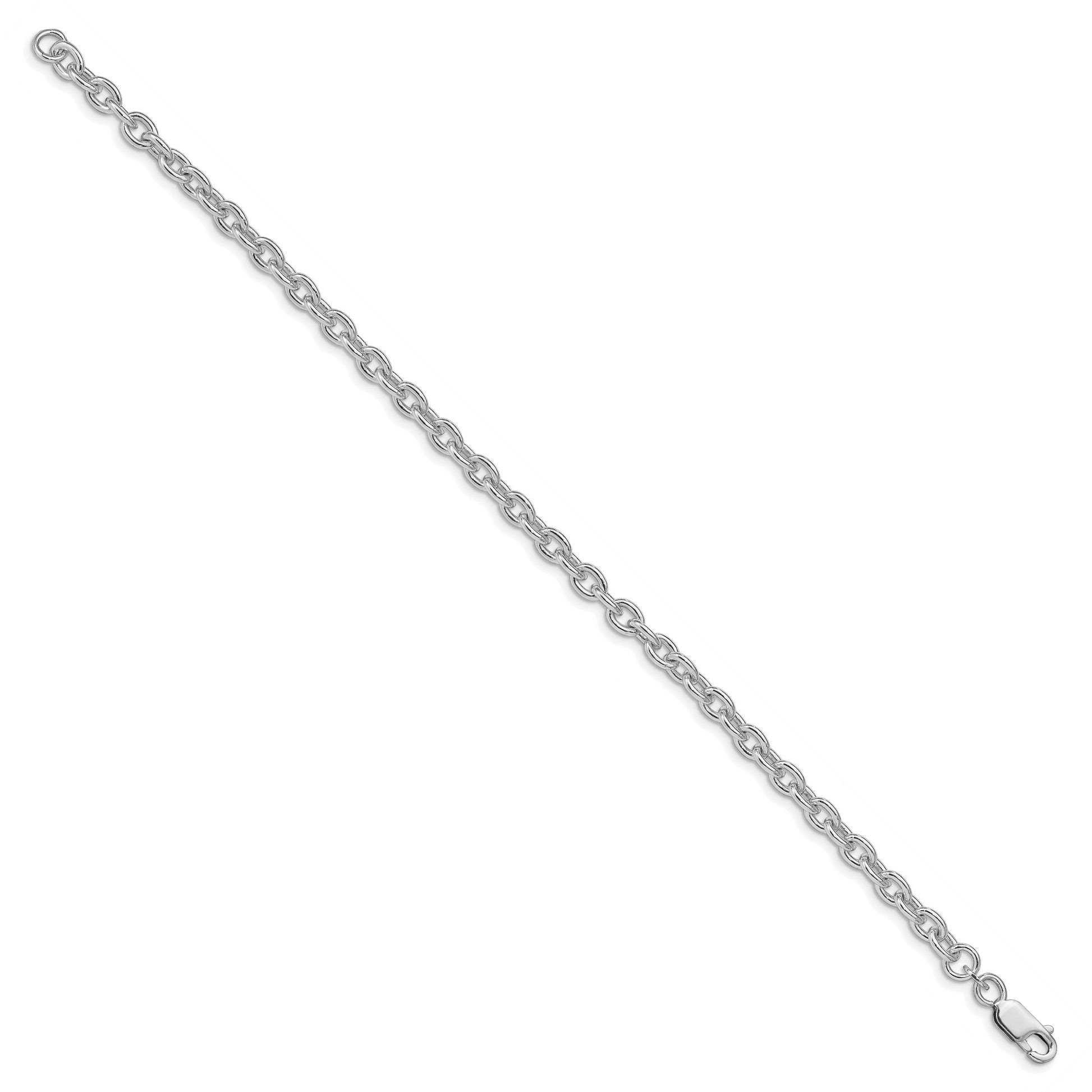 Sterling Silver Rhodium-plated 4.5mm Cable Chain