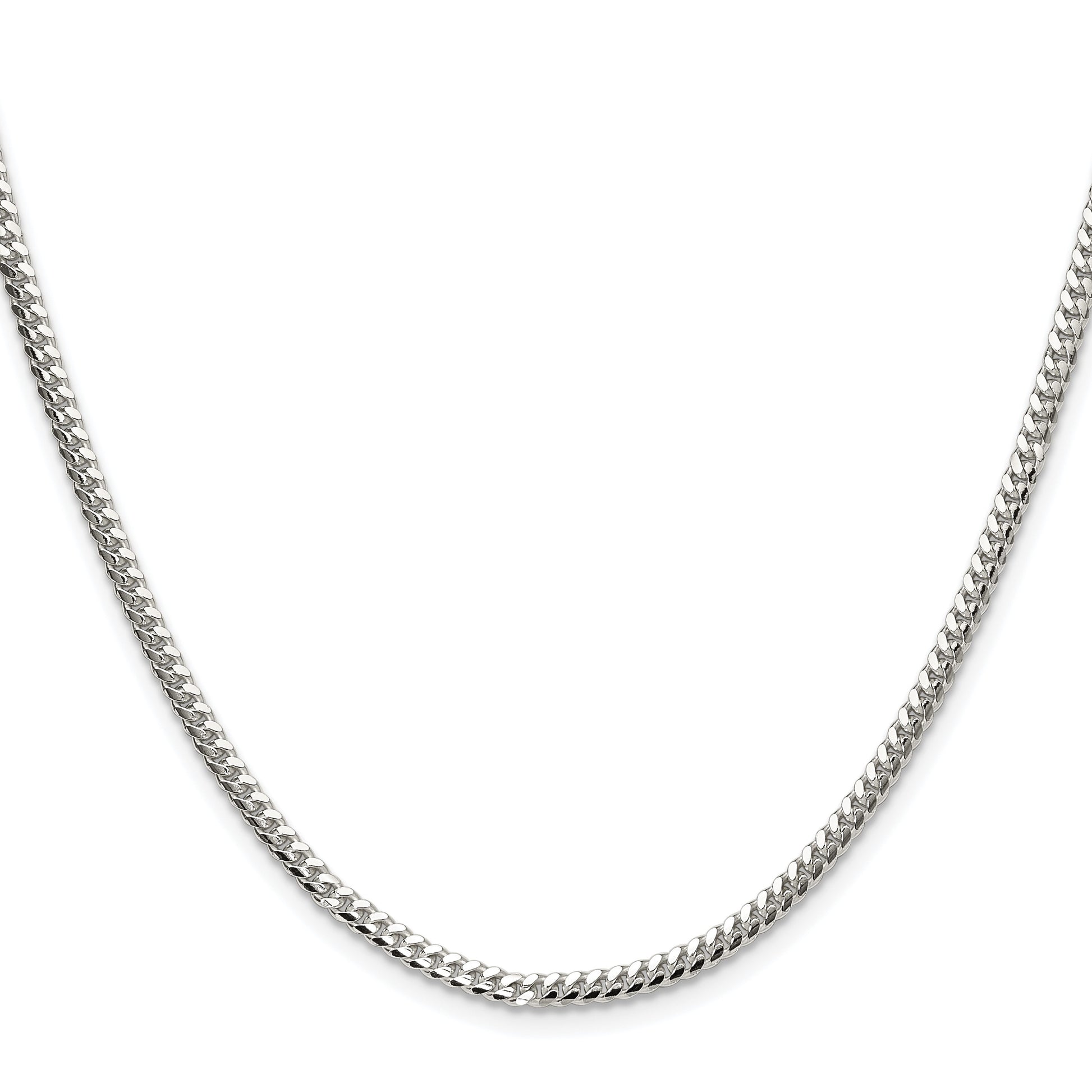 Sterling Silver Rhodium-plated Polished 2.9mm Domed Curb Chain