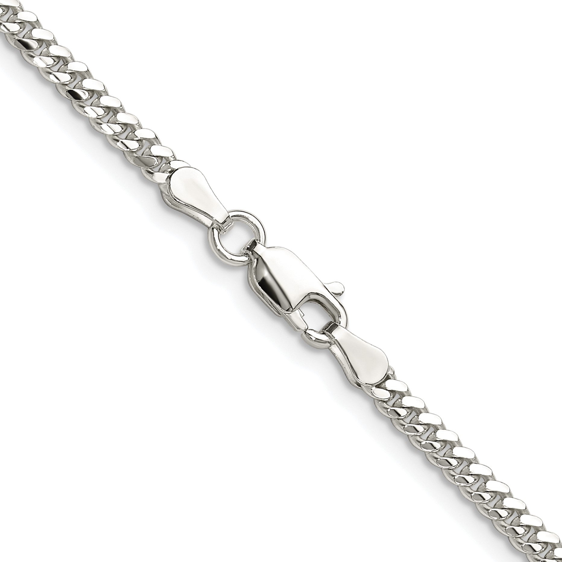 Sterling Silver Rhodium-plated Polished 2.9mm Domed Curb Chain