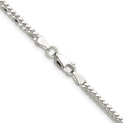 Sterling Silver Rhodium-plated Polished 2.9mm Domed Curb Chain