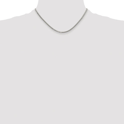 Sterling Silver Rhodium-plated Polished 2.9mm Domed Curb Chain