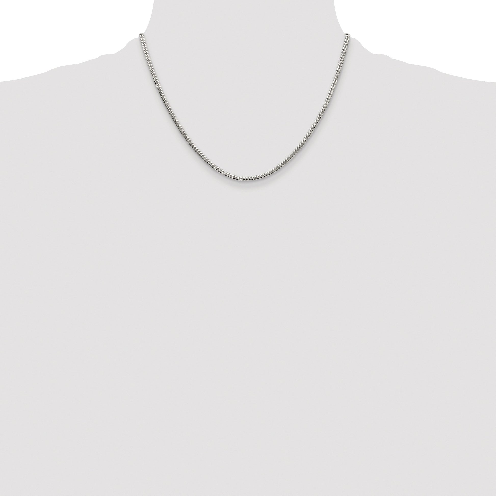 Sterling Silver Rhodium-plated Polished 2.9mm Domed Curb Chain