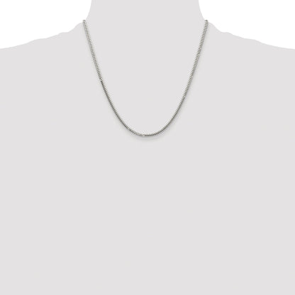 Sterling Silver Rhodium-plated Polished 2.9mm Domed Curb Chain
