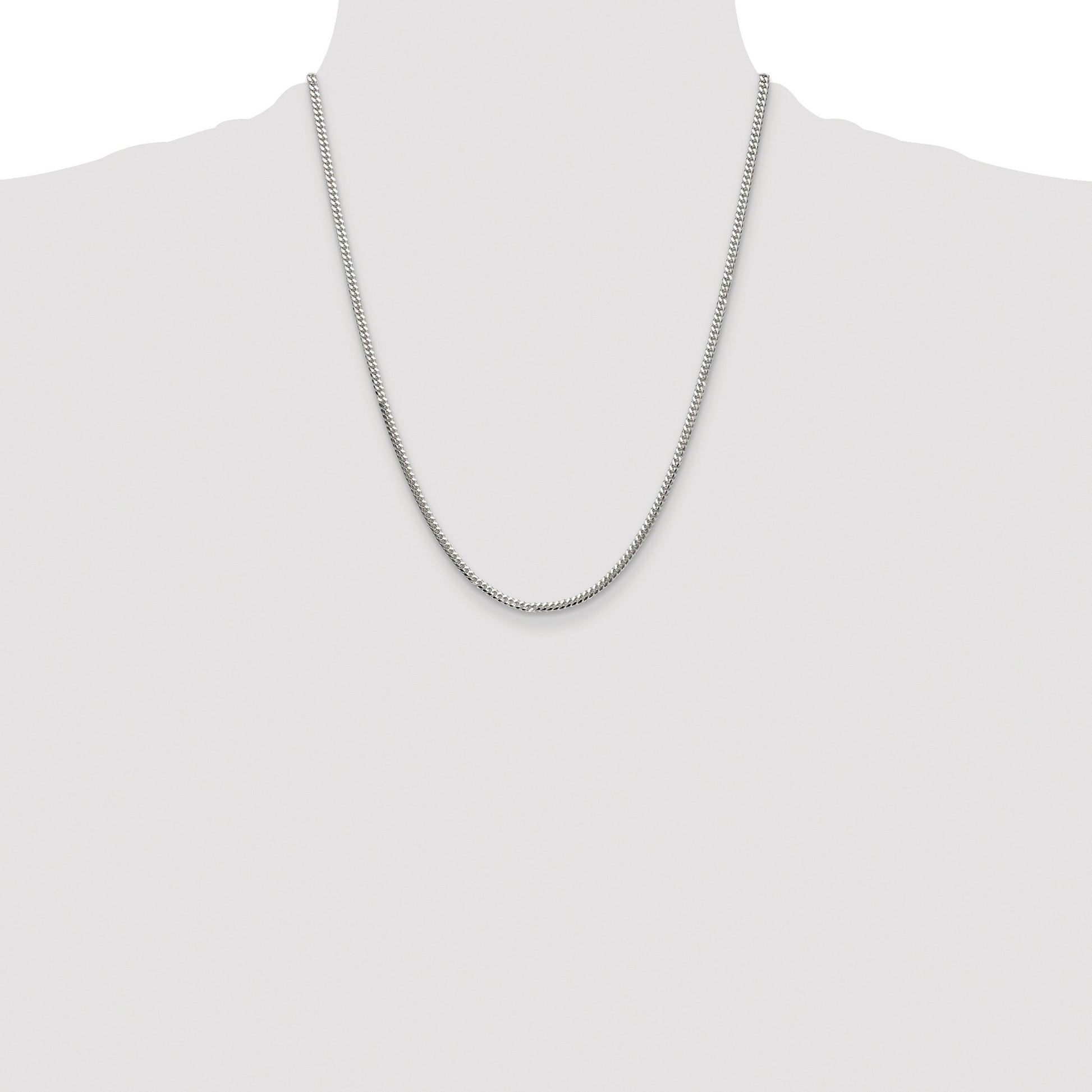 Sterling Silver Rhodium-plated Polished 2.9mm Domed Curb Chain