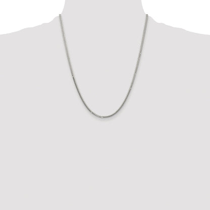Sterling Silver Rhodium-plated Polished 2.9mm Domed Curb Chain